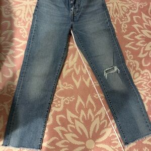 Like new. Levi's High Rise wedgie straight. Distressed Gray Jeans button fly
